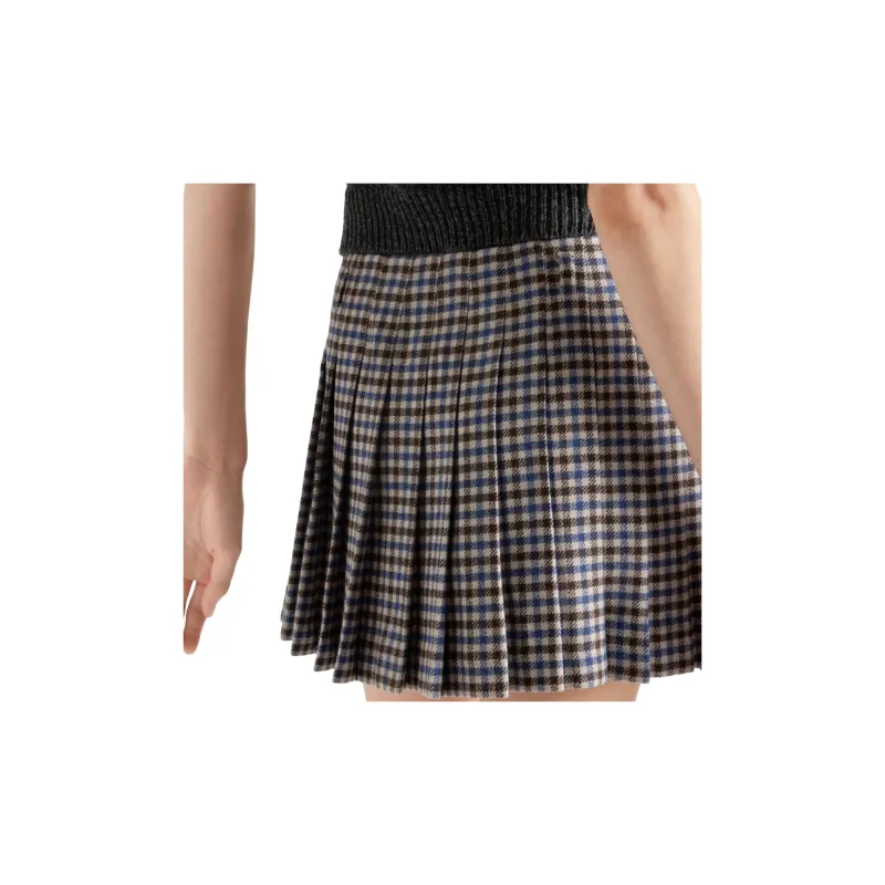 PRADA Checked Wool Mini Skirt-3