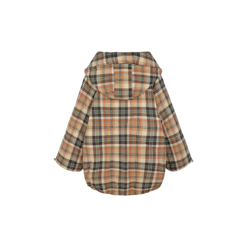 Selkie Collection FW24 Puffer Jacket Women's Khaki Plaid Print-1