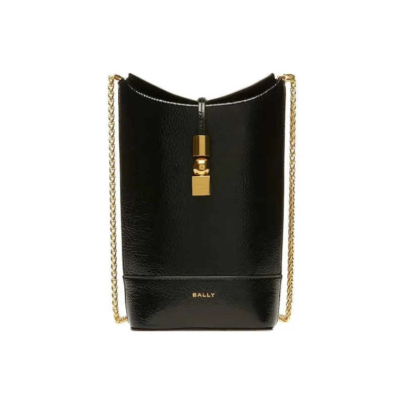 BALLY Cow Leather Bucket Bags Shoulder Bag Crossbody Bag Mini Women's Black-0