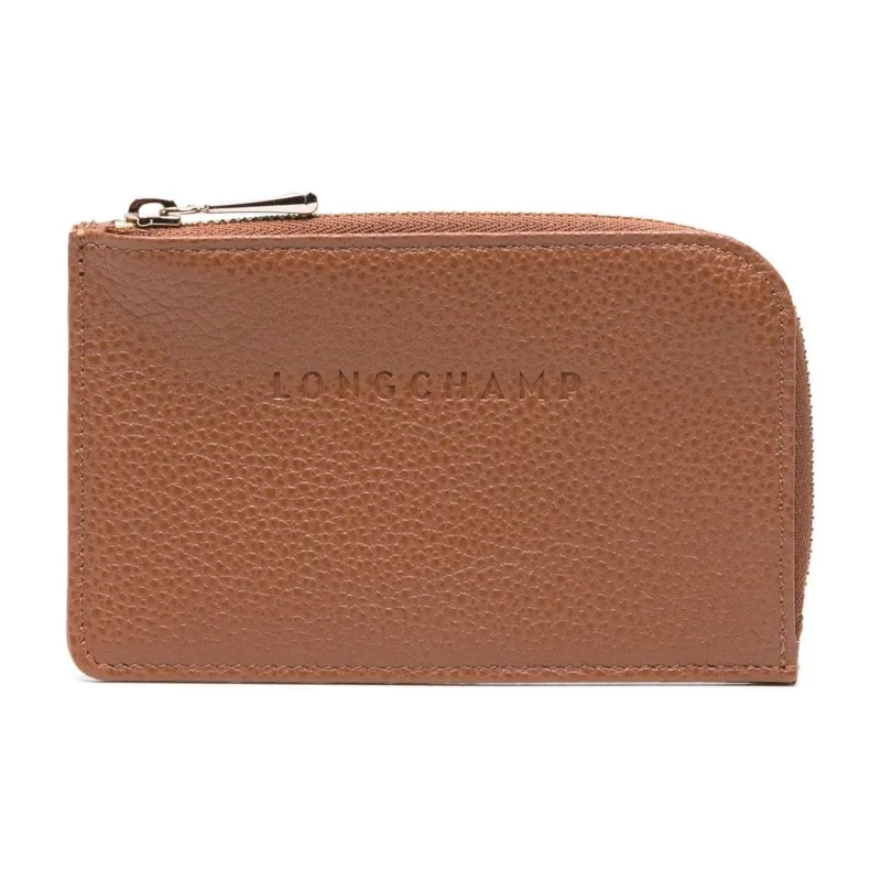 LONGCHAMP Le Foulonné Cow Leather Card Holder Men's Caramel-0