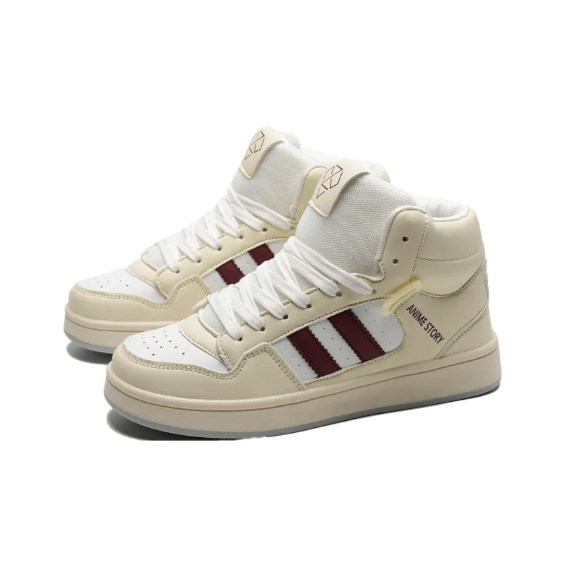 KAAVER OTTO High-Top Skateboard Shoes Unisex Beige Burgundy-1
