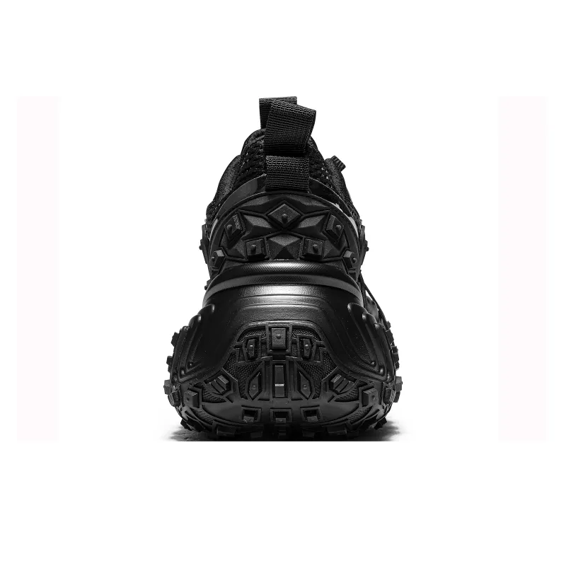 CAIHEE Anti Slip And Wear Resistant Height Increasing Low Top Chunky Sneakers Unisex Black Warrior-3