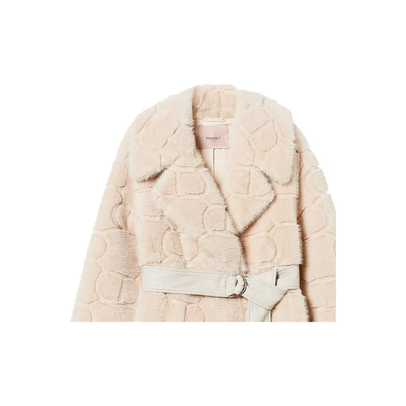 Twinset Faux fur Belted Jacket-5
