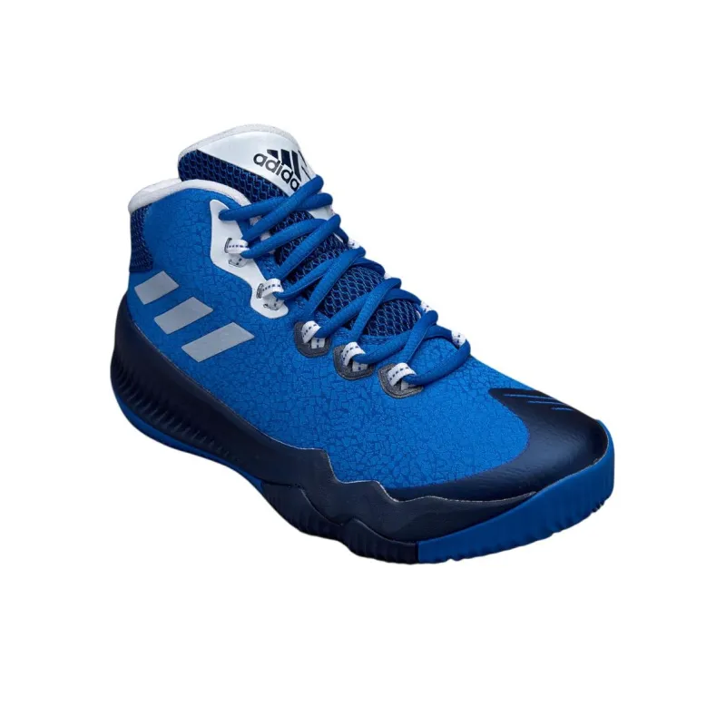 Adidas Crazy Hustle Slip-Resistant Anti-Kick Mid-Top Children's Basketball Shoes Blue Teenagers-1