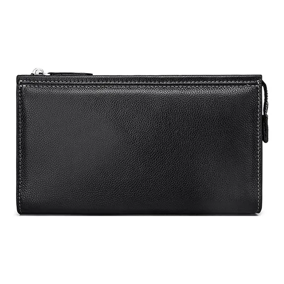 FAIRWHALE Top Grain Cow Leather Clutch Men's Elegant Black-0