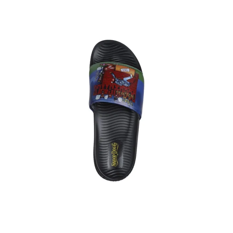 Snoop Dogg x Skechers SNOOP Slip-Resistant Abrasion-Resistant Slide Slippers Men's Black Blue-2