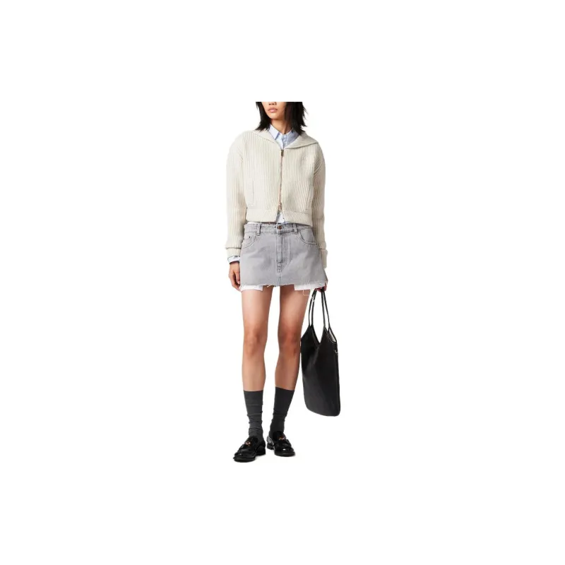 MIU MIU Logo embroidered Denim Miniskirt-1