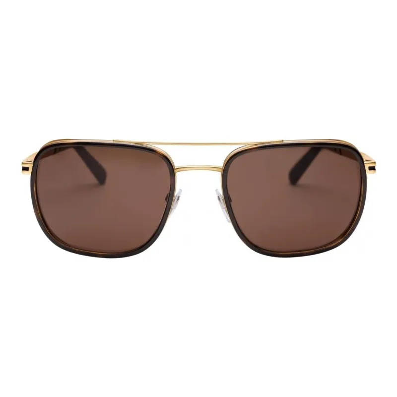 BVLGARI Metal Enamel Aviator Sunglasses Men's Brown-1
