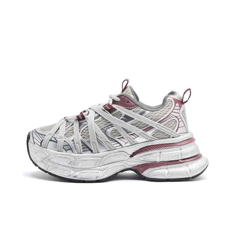 AGSDON Cushioned Slip Resistant Low Top Chunky Sneakers Women's Beige-15