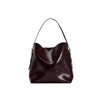 ZARA Polyurethane Bucket Bag, Handbag, Shoulder Bag Tubas Women's Brown