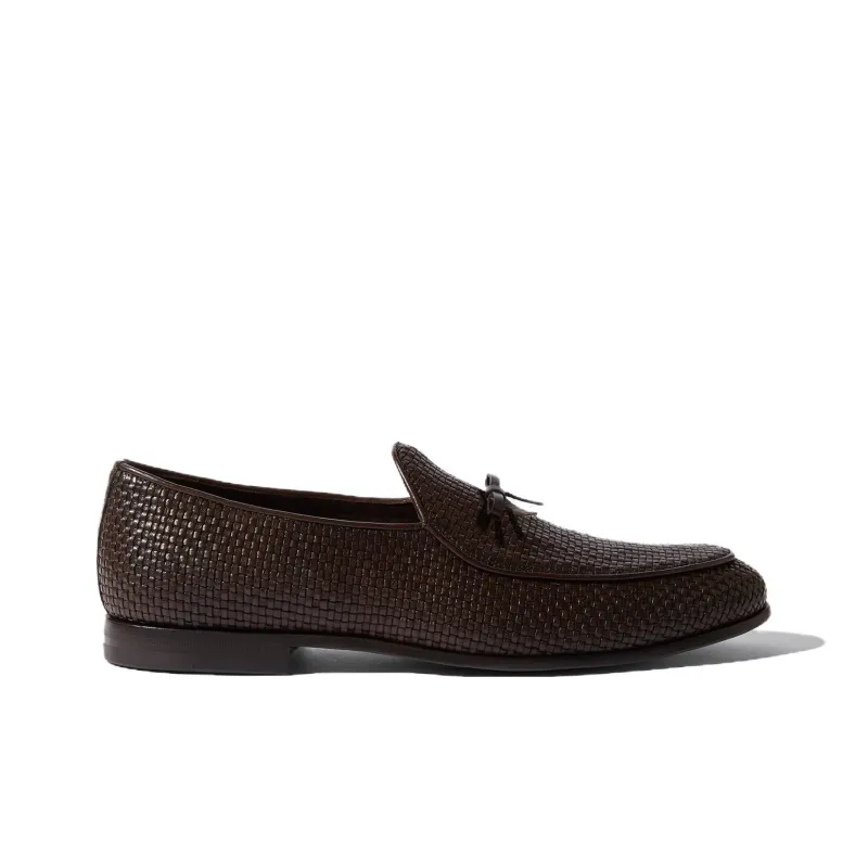 SCAROSSO Henri Brown Woven Loafers-1