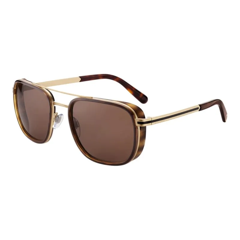 BVLGARI Metal Enamel Aviator Sunglasses Men's Brown-0
