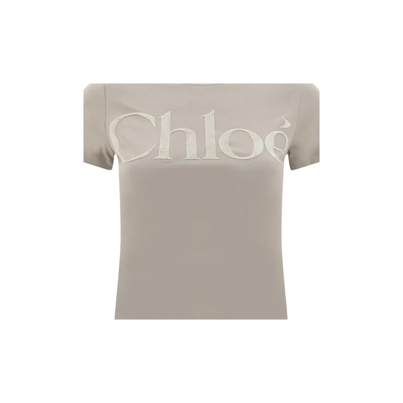 Chloé Velvet Logo Crewneck T Shirt-2