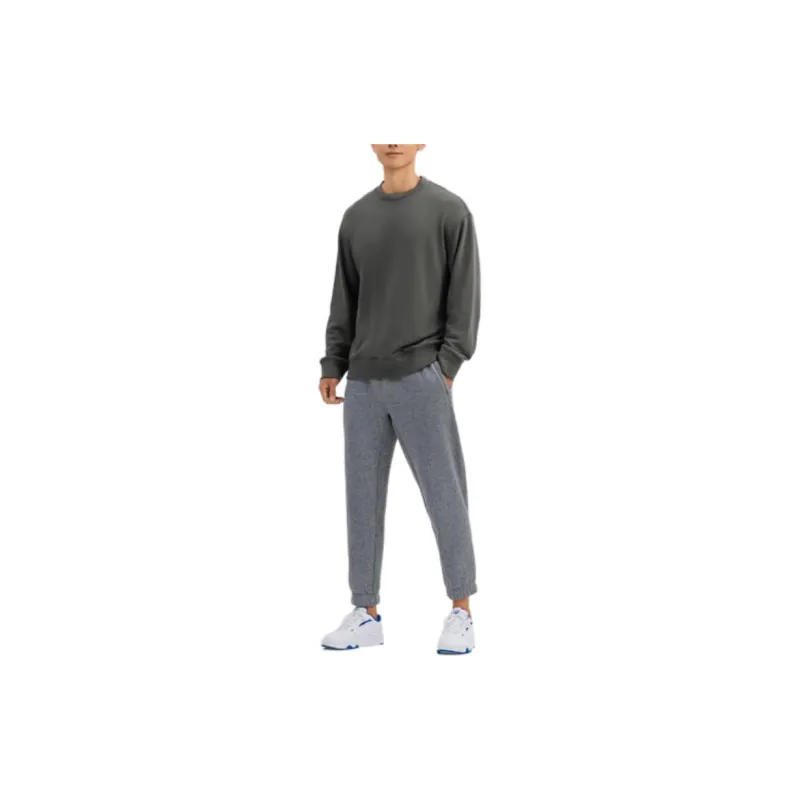 DECATHLON DOMYOS CREW NECK SWEATER 500 Sweatshirt Men's Khaki Gray-4