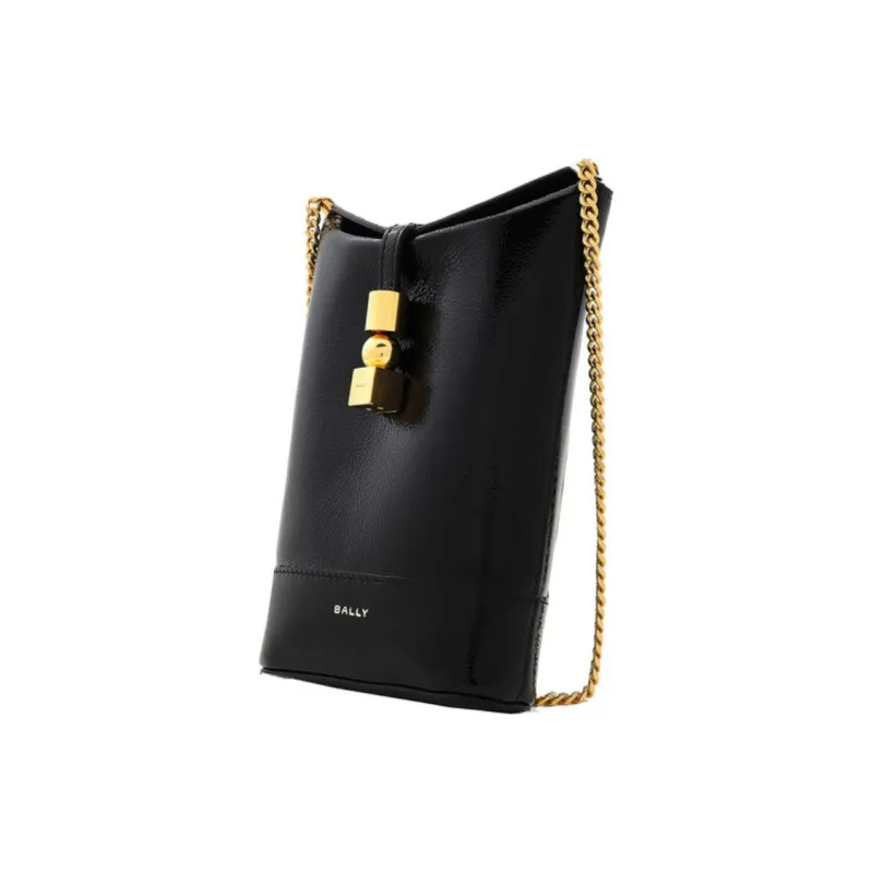 BALLY Cow Leather Bucket Bags Shoulder Bag Crossbody Bag Mini Women's Black-1