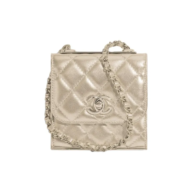 CHANEL Trendy CcWOC Metal Sheepskin Chain Bag, Shoulder Bag, Crossbody Bag Women's Gold-0
