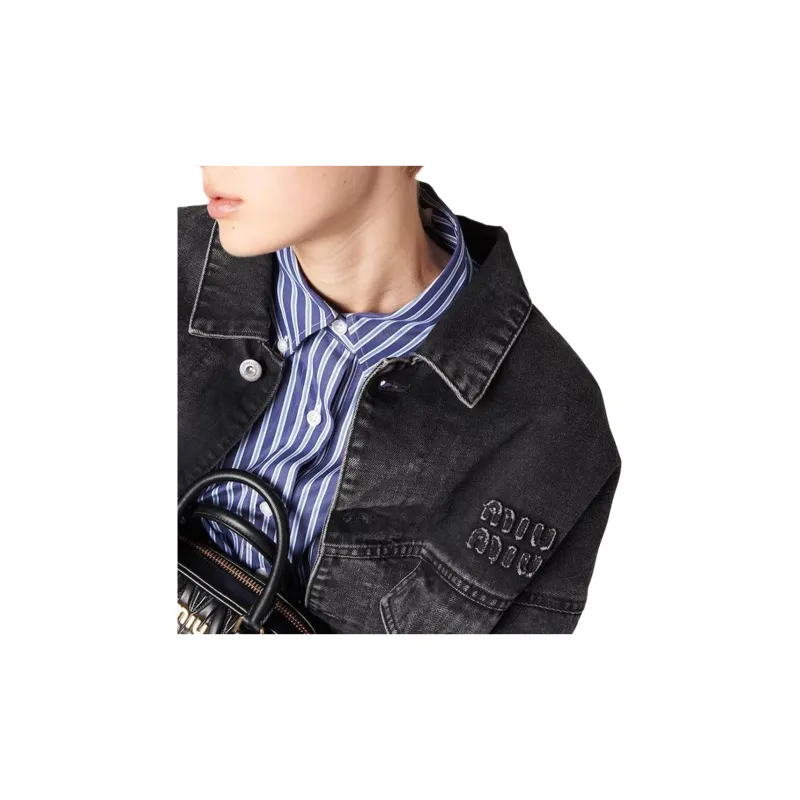 MIU MIU Denim Jacket Women's Black 38 - POIZON