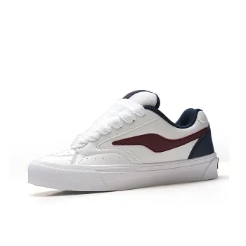 STUR YSN Wear resistant And Lightweight Low Top Skateboard Shoes Unisex White Burgundy