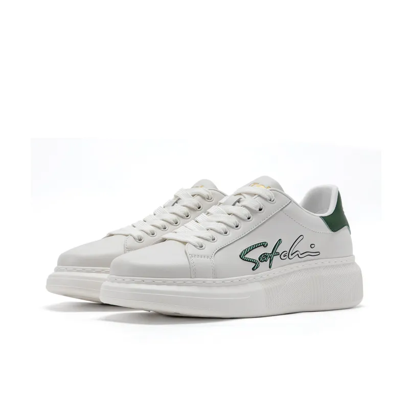 Satchi Low Top Skateboard Shoes Men's White Green-1