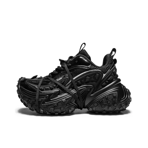 CAIHEE Anti Slip And Wear Resistant Height Increasing Low Top Chunky Sneakers Unisex Black Warrior