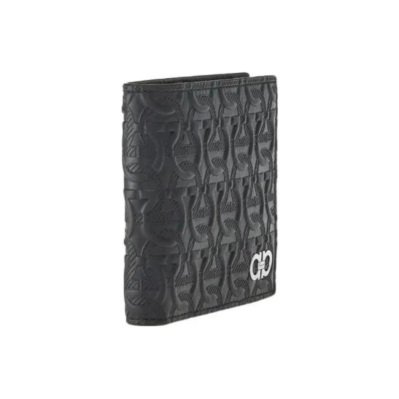 FERRAGAMO Travel Embossed Leather Wallet Regular Men's Black-1