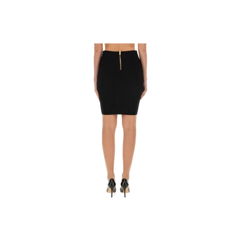 BALMAIN Herringbone Patterned Pencil Skirt-1