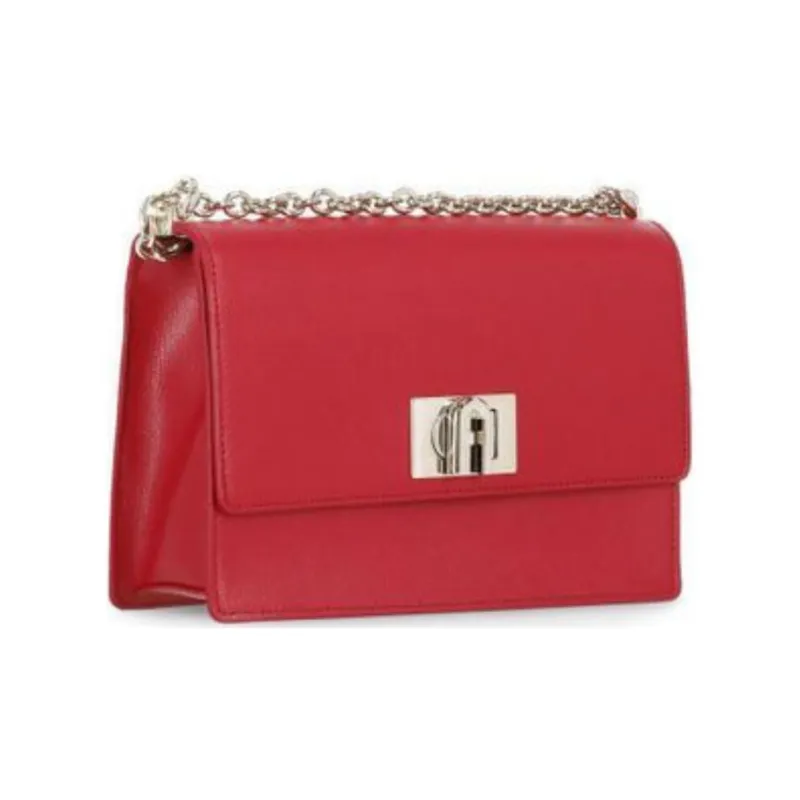 Furla 1927 Collection Leather Shoulder Bag, Crossbody Bag Trumpets Women's Venetian Red-3