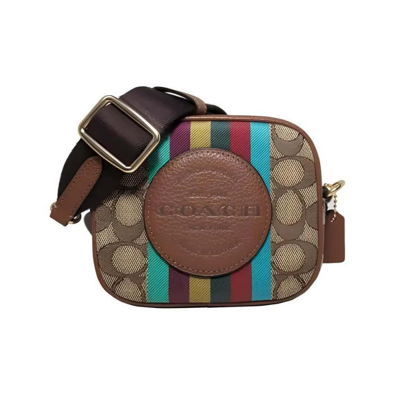 COACH Dempsey Leather Camera Bag, Shoulder Bag, Crossbody Bag Regular Women's Caramel Brown-4