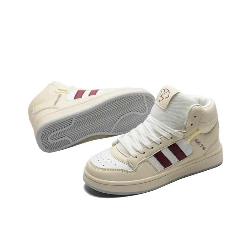 KAAVER OTTO High-Top Skateboard Shoes Unisex Beige Burgundy-6