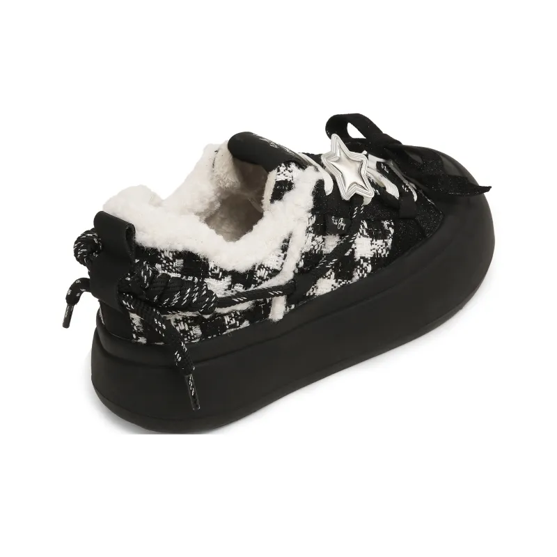 TTKJ Warm Cushioning Wear Resistant Height Increasing Low Top Skateboard Shoes Women's Checkerboard Black-3