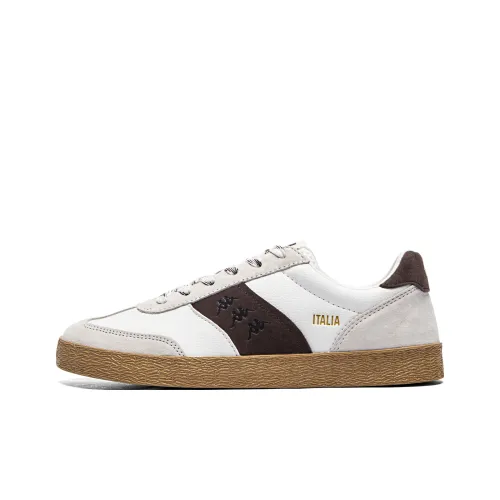Kappa Anti-Slip And Wear-Resistant Lightweight Low-Top German Army Trainers Unisex White Brown