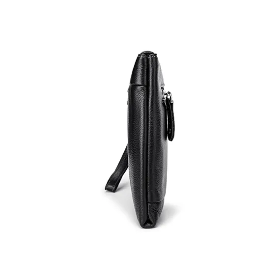 FAIRWHALE Top Grain Cow Leather Clutch Men's Elegant Black-2