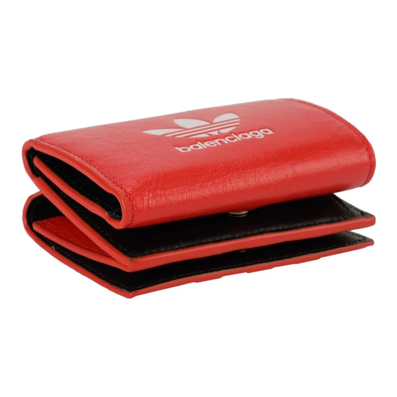Balenciaga Adidas Collaboration Leather Wallet Women's Red-2