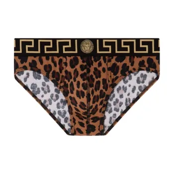 VERSACE Greca Border Leopard-print Briefs