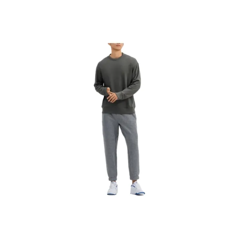 DECATHLON DOMYOS CREW NECK SWEATER 500 Sweatshirt Men's Khaki Gray-3