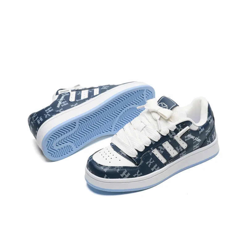 7 SEVFUN Low Top Skateboard Shoes Unisex Blue White-7