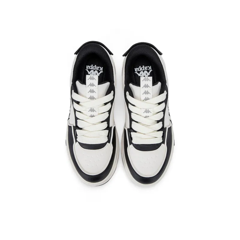 Kappa Cushioning Anti-Slip And Wear-Resistant Height Increasing Low-Top Casual Shoes Unisex Black White-4