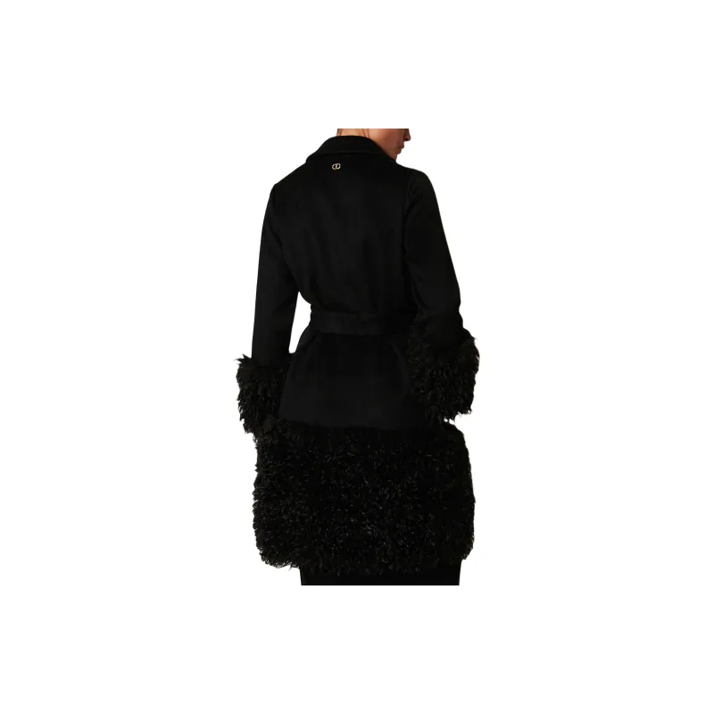 Twinset Faux Fur Trim Belted Coat-2