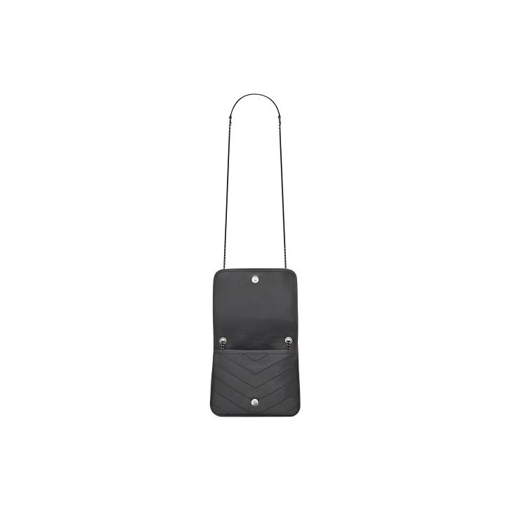 SAINT LAURENT Niki Leather Wallet, Crossbody Bag, Shoulder Bag Regular Women's Gray White-3