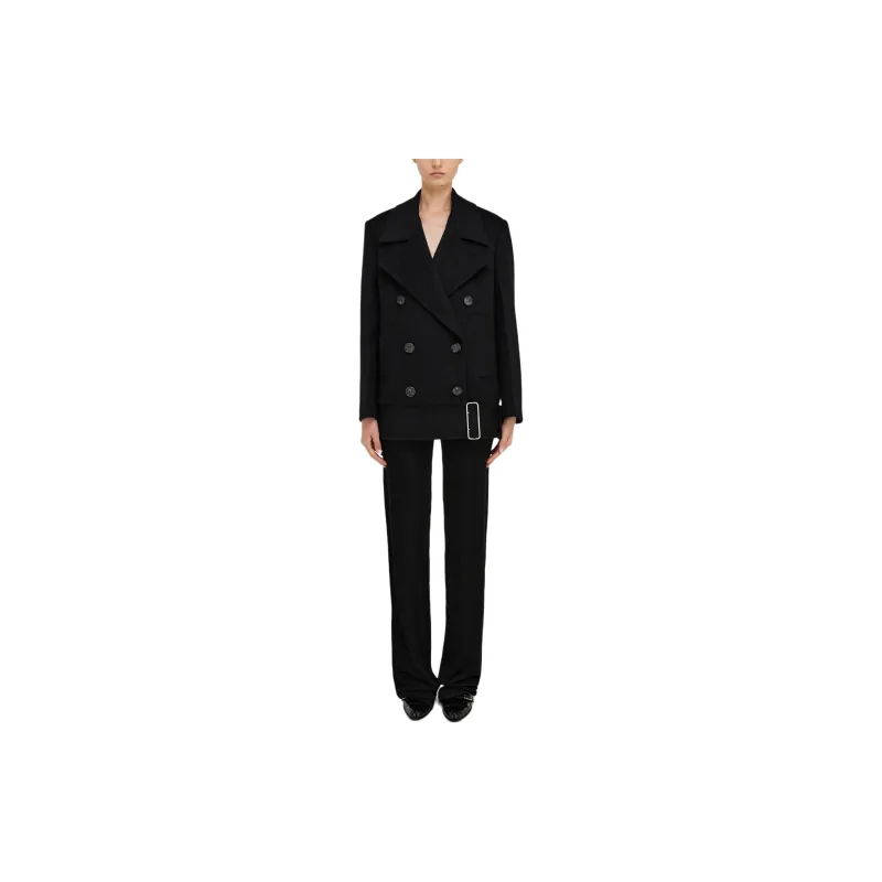 Ferragamo Double Breasted Buckle Detailed Peacoat-1