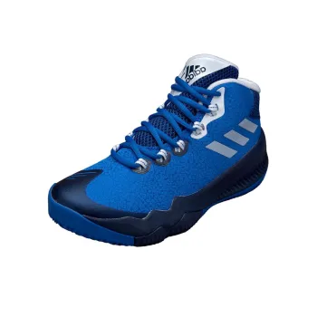 Adidas Crazy Hustle Slip-Resistant Anti-Kick Mid-Top Children's Basketball Shoes Blue Teenagers