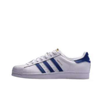 Adidas Originals Superstar Foundation Anti-Slip Wear-Resistant Low-Top Skateboard Shoes Unisex White Blue