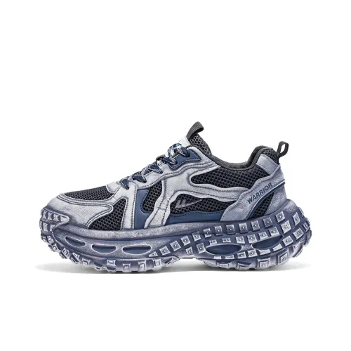 Warrior Height Increasing Wear Resistant Breathable Slip Resistant Low Top Chunky Sneakers Men's Gray Dark Blue