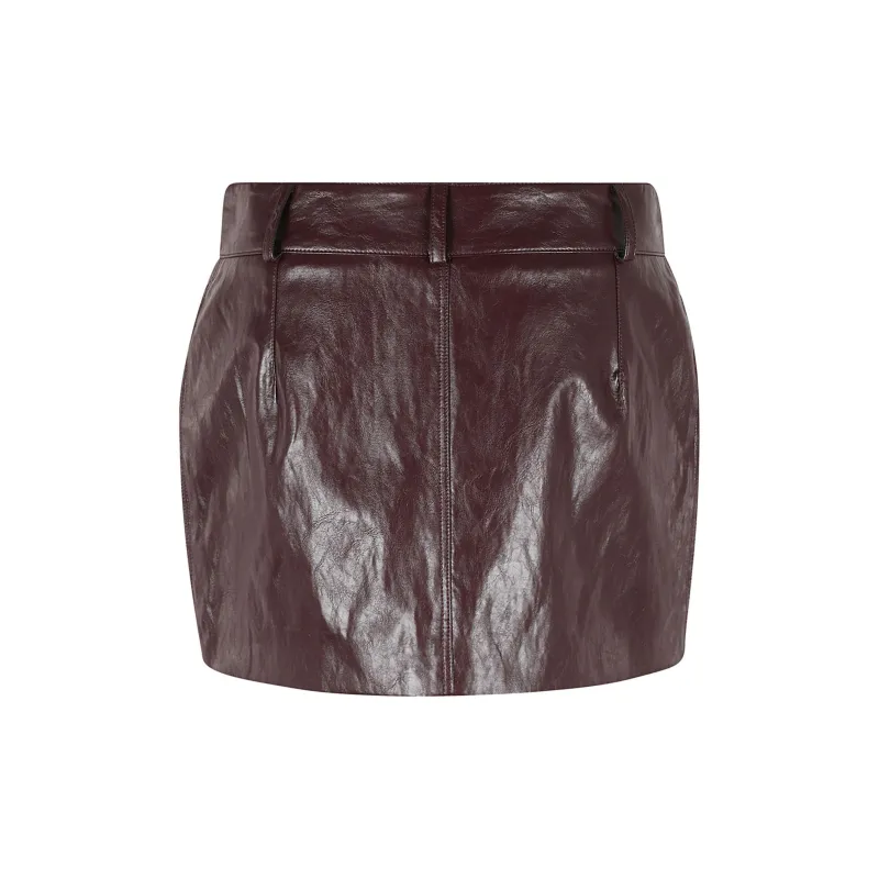 FEDERICA TOSI FW24 Leather Short Skirts Women's Red-1