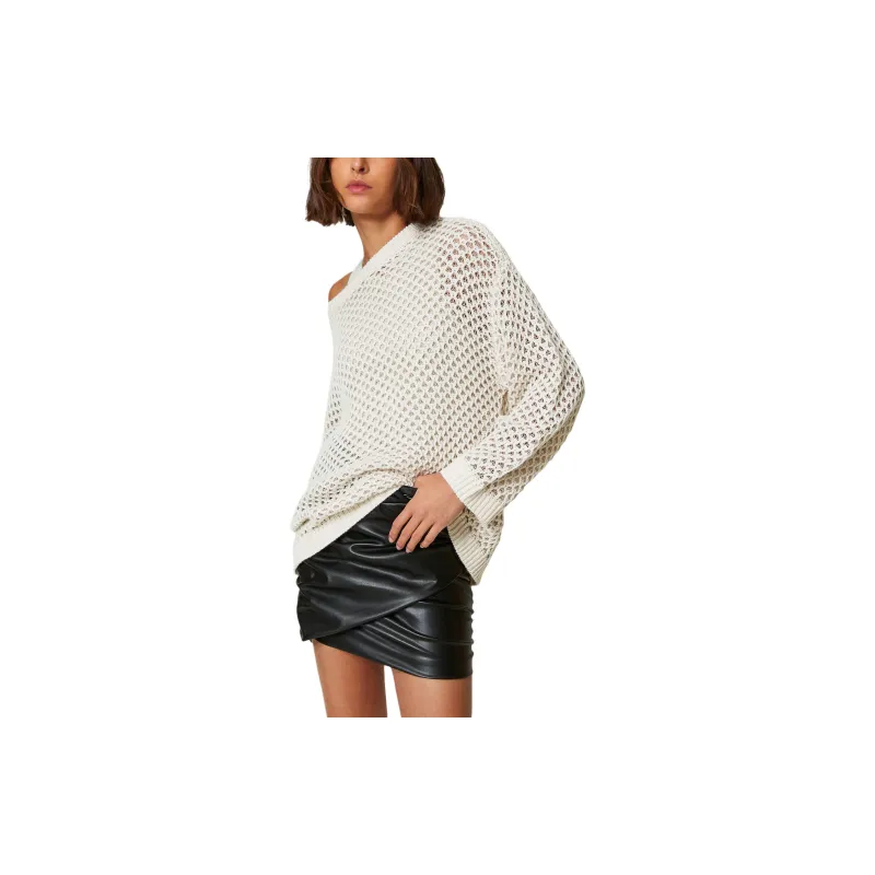 Twinset Lurex detail Open knit Sweater-1
