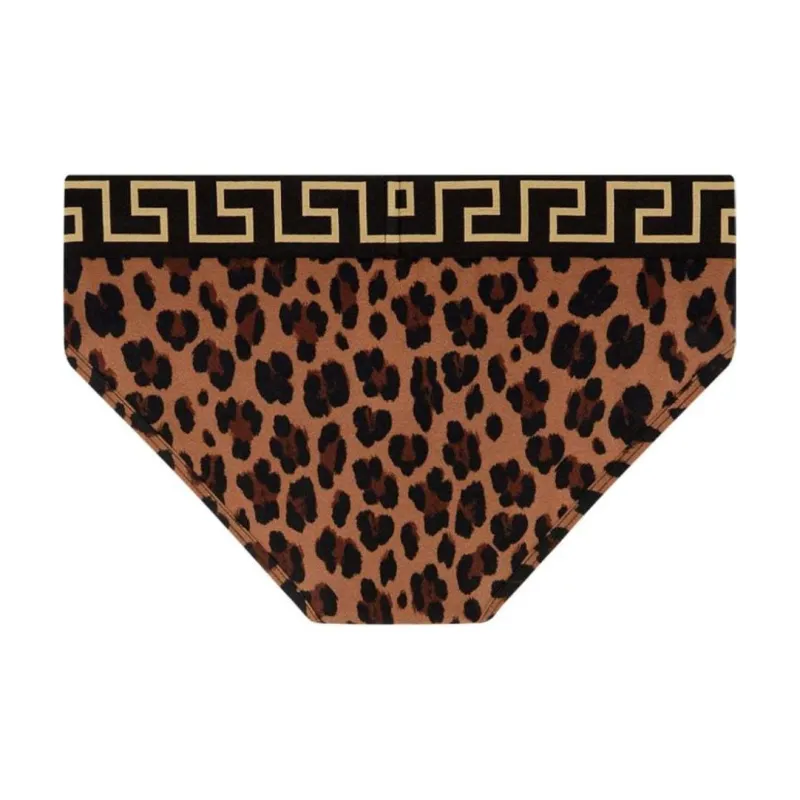 VERSACE Greca Border Leopard-print Briefs-1