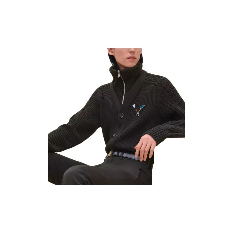 HERMES Cashmere Sweater Men's Black-2
