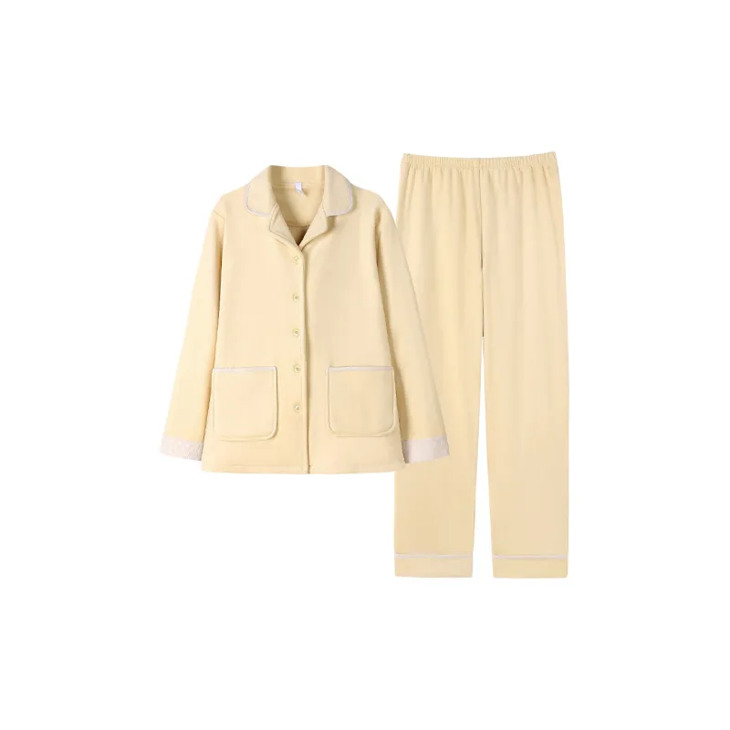 UAVAE Pajama Set Women's Apricot Yellow-0