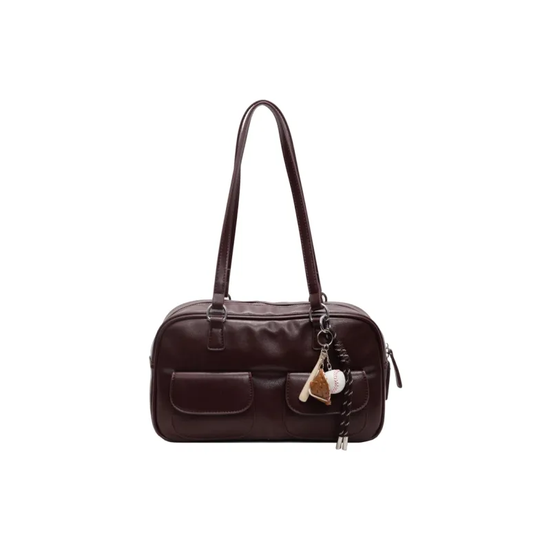 KARUISHA PU Shoulder Bag Women's Black Burgundy Brown Coffee-6