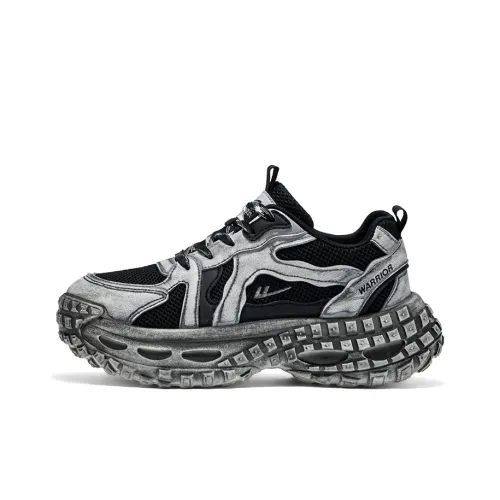 Warrior Height Increasing Wear Resistant Breathable Slip Resistant Low Top Chunky Sneakers Men's Gray Black